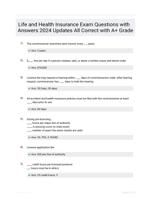 Life and Health Insurance Exam Questions with Answers 2024 Updates All Correct with A+ Grade