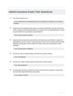 Island insurance Exam Test Questions