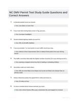 NC DMV Permit Test Study Guide Questions and Correct Answers