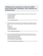 ASWB practice questions to become LMSW QUESTIONS AND ANSWERS 100% VERIFIED A+ GUARANTEED