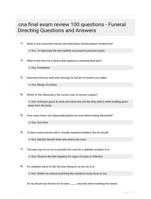 cna final exam review 100 questions - Funeral Directing Questions and Answers