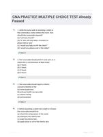 CNA PRACTICE MULTIPLE CHOICE TEST Already Passed