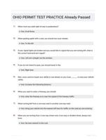 OHIO PERMIT TEST PRACTICE Already Passed