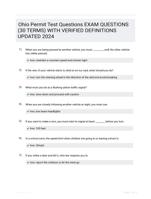 Ohio Permit Test Questions EXAM QUESTIONS (30 TERMS) WITH VERIFIED DEFINITIONS UPDATED 2024