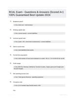 RCAL Exam - Questions & Answers (Scored A+) 100% Guaranteed Best Update 2024
