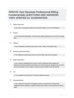 RPB102: Epic Resolute Professional Billing Fundamentals QUESTIONS AND ANSWERS 100% VERIFIED A+ GUARANTEED