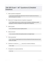 OM 300 Exam 1 - Questions & Detailed Solutions