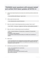 TRAINING exam questions with answers tested and verified 2024 latest updates all RATED A+