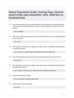 Maine Registered Guide, Hunting Regs, General QUESTIONS AND ANSWERS 100% VERIFIED A+ GUARANTEED