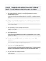 Permit Test Practice Questions Guide (Maine) Study Guide Questions and Correct Answers