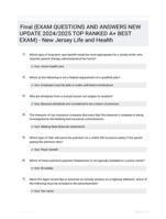 Final (EXAM QUESTIONS AND ANSWERS NEW UPDATE 2024/2025 TOP RANKED A+ BEST EXAM) - New Jersey Life and Health