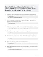 SonicWall Network Security Administrator (SNSA) EXAM QUESTIONS (78 TERMS) WITH VERIFIED DEFINITIONS UPDATED 2024