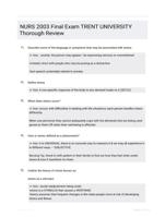 NURS 2003 Final Exam TRENT UNIVERSITY Thorough Review