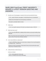 NURS 2003 Final Exam TRENT UNIVERSITY GRADED A LATEST  VERSION QUESTINS AND ANSWERS