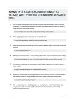 NMNC 1110 Final EXAM QUESTIONS (184 TERMS) WITH VERIFIED DEFINITIONS UPDATED 2024