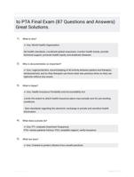 to PTA Final Exam (87 Questions and Answers) Great Solutions.