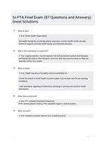 to PTA Final Exam (87 Questions and Answers) Great Solutions.