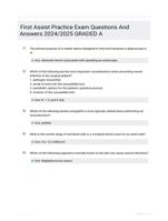 First Assist Practice Exam Questions And Answers 2024/2025 GRADED A