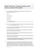 MGMT 402 Exam 1 (Fricke) Questions with Answers (Latest 2024 Update)