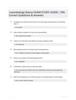 cosmetology theory EXAM STUDY GUIDE / 296 Correct Questions & answers