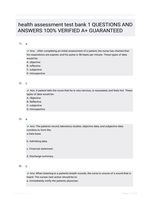 health assessment test bank 1 QUESTIONS AND ANSWERS 100% VERIFIED A+ GUARANTEED