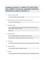 Challenge EXAM ALL COMPLETE  QUESTIONS AND CORRECT  DETAILED ANSWERS (VERIFIED  ANSWERS) |ALREADY GRADED A+
