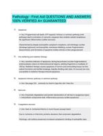 Pathology - First Aid QUESTIONS AND ANSWERS 100% VERIFIED A+ GUARANTEED