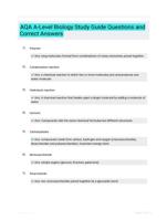 AQA A-Level Biology Study Guide Questions and Correct Answers