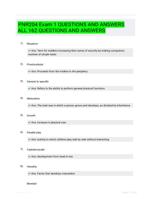 PNR204 Exam 1 QUESTIONS AND ANSWERS ALL 162 QUESTIONS AND ANSWERS