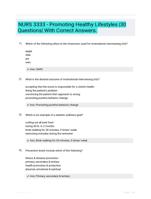 NURS 3333 - Promoting Healthy Lifestyles |30 Questions| With Correct Answers.