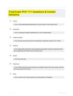 Final Exam PHY 111 Questions & Correct Solutions