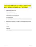 developmental exam 4 Questions and Answers 2024/2025( A+ GRADED 100% VERIFIED).
