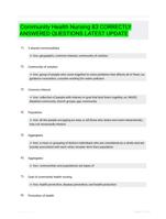 Community Health Nursing 83 CORRECTLY ANSWERED QUESTIONS LATEST UPDATE
