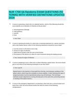 NUR 1700 Q6 Randoms EXAM QUESTIONS (92 TERMS) WITH VERIFIED DEFINITIONS UPDATED 2024