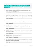 Philosophy 101 Final Exam Study Guide 2024 Graded A+
