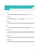 Microbiology FINAL Review (Jersey College) 272 CORRECTLY ANSWERED QUESTIONS LATEST UPDATE