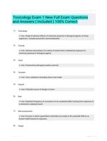 Toxicology Exam 1 New Full Exam Questions and Answers ( Included ) 100% Correct