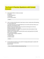 Tox Exam 2 Practice Questions  with Correct Answers