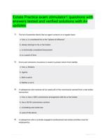 Estate Practice exam stimulator1 questions with answers tested and verified solutions with A+ updates
