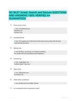 NC BLET Arrest, Search and Seizure QUESTIONS AND ANSWERS 100% VERIFIED A+ GUARANTEED