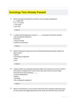 Sociology Test Already Passed