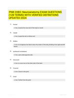 PNB 2XB3: Neuroanatomy EXAM QUESTIONS (128 TERMS) WITH VERIFIED DEFINITIONS UPDATED 2024