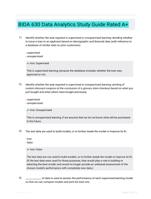 BIDA 630 Data Analytics Study Guide Rated A+