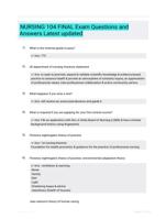 NURSING 104 FINAL Exam Questions and Answers Latest updated