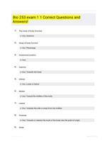 Bio 253 exam 1 1 Correct Questions and Answers!