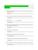 Science Final Exam Questions & Correct Solutions