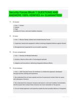 Security Forces Block 1 QUESTIONS AND ANSWERS 100% VERIFIED A+ GUARANTEED