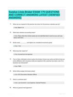 Surplus Lines Broker EXAM 179 QUESTIONS AND CORRECT ANSWERS LATEST (VERIFIED ANSWERS)