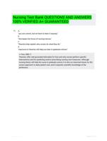 Nursing Test Bank QUESTIONS AND ANSWERS 100% VERIFIED A+ GUARANTEED