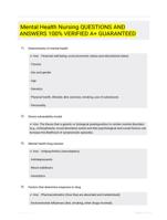 Mental Health Nursing QUESTIONS AND ANSWERS 100% VERIFIED A+ GUARANTEED